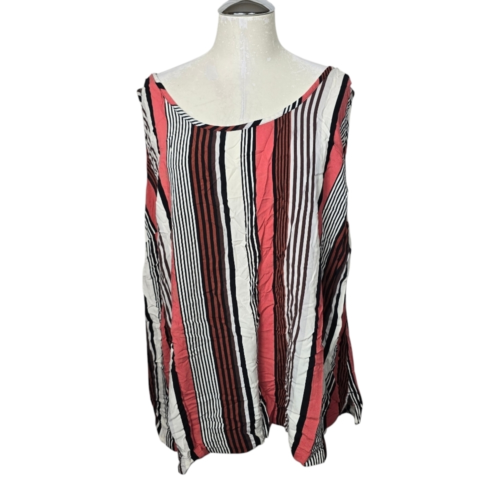 Evri Striped Back Keyhole Tank Top 2X